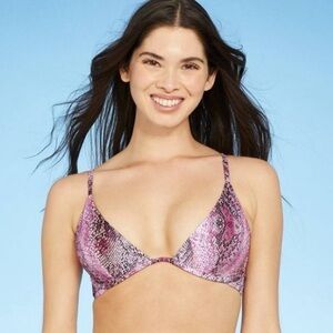 Shade & shore pink snake skin bikini top new 38D
